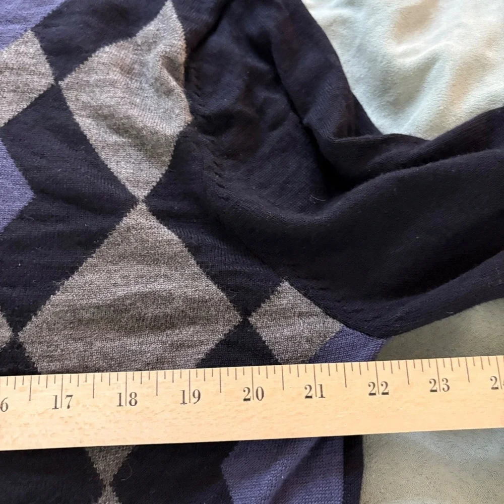 Banana Republic Sweater Men's M/L Extra Fine Merino Wool Blue Argyle Y2K Vintage
